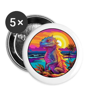 Basilisk Buntes Aquarell Cartoon Kawaii Tier - Buttons klein 25 mm (5er Pack) - Weiß - Vorne