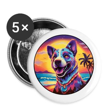 Bongo Buntes Aquarell Cartoon Kawaii Tier - Buttons klein 25 mm (5er Pack) - Weiß - Vorne