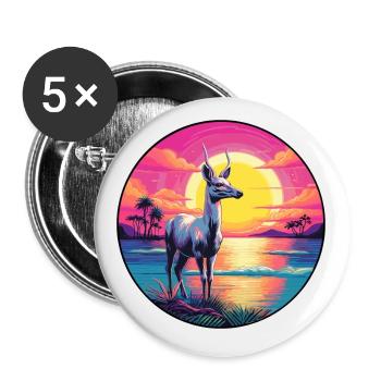 Caribou Colorful Watercolor Cartoon Kawaii Animal - Buttons small 1''/25 mm (5-pack) - white - Front
