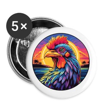 Chicken Colorful Watercolor Cartoon Kawaii Animal - Buttons small 1''/25 mm (5-pack) - white - Front