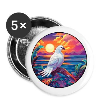 Taube buntes Aquarell Cartoon Kawaii Tier - Buttons klein 25 mm (5er Pack) - Weiß - Vorne