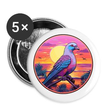 Taube buntes Aquarell Cartoon Kawaii Tier - Buttons klein 25 mm (5er Pack) - Weiß - Vorne