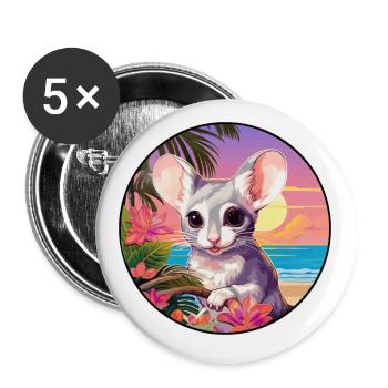 mouse Colorful Watercolor Cartoon Kawaii Animal - Buttons small 1''/25 mm (5-pack) - white - Front