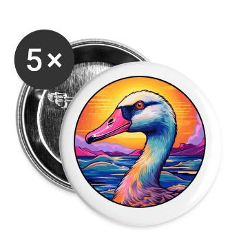 Gans buntes Aquarell Cartoon Kawaii Tier - Buttons klein 25 mm (5er Pack) - Weiß - Vorne