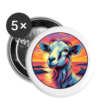Goat Colorful Watercolor Cartoon Kawaii Animal - Buttons small 1''/25 mm (5-pack) - white - Front