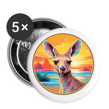 Kangourou coloré aquarelle dessin animé Kawaii Animal - Lot de 5 petits badges (25 mm) - blanc - Devant