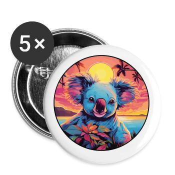 Koala Buntes Aquarell Cartoon Kawaii Tier - Buttons klein 25 mm (5er Pack) - Weiß - Vorne
