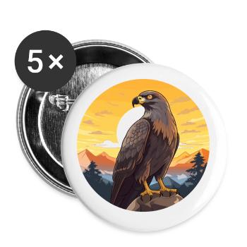 Bussard Buntes Aquarell Cartoon Kawaii Tier - Buttons klein 25 mm (5er Pack) - Weiß - Vorne