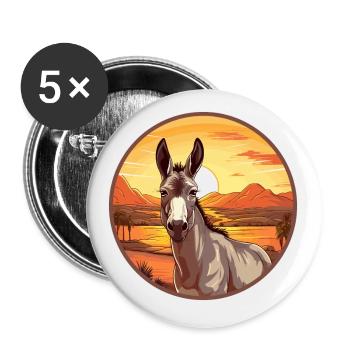 Donkey Colorful Watercolor Cartoon Kawaii Animal - Buttons small 1''/25 mm (5-pack) - white - Front