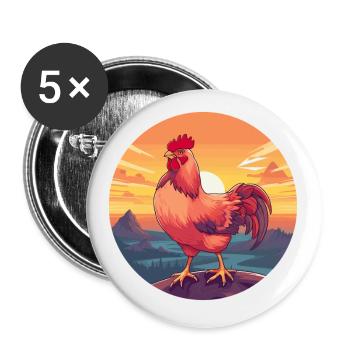 Chicken Colorful Watercolor Cartoon Kawaii Animal - Buttons small 1''/25 mm (5-pack) - white - Front