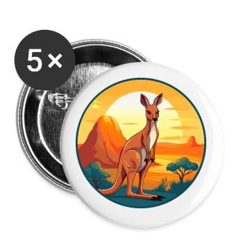Kangourou Aquarelle Colorée Dessin Animé Kawaii Animal - Lot de 5 petits badges (25 mm) - blanc - Devant