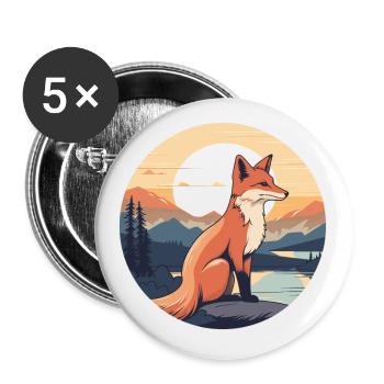 Fuchs Buntes Aquarell Cartoon Kawaii Tier - Buttons klein 25 mm (5er Pack) - Weiß - Vorne