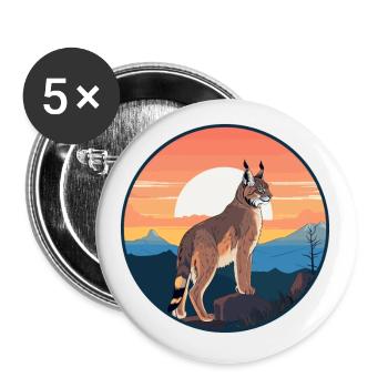 Luchs Buntes Aquarell Cartoon Kawaii Tier - Buttons klein 25 mm (5er Pack) - Weiß - Vorne