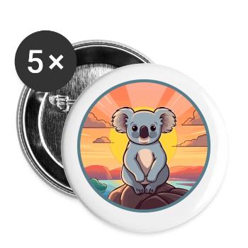Koala Buntes Aquarell Cartoon Kawaii Tier - Buttons klein 25 mm (5er Pack) - Weiß - Vorne