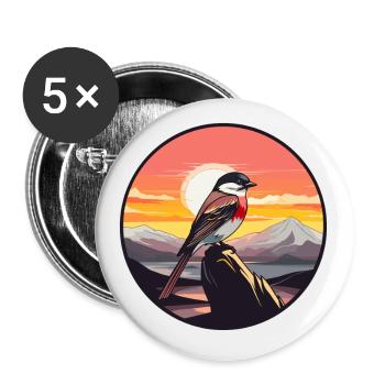 Sparrow Colorful Watercolor Cartoon Kawaii Animal - Buttons small 1''/25 mm (5-pack) - white - Front