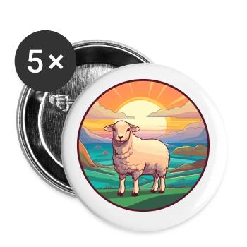 Schaf Buntes Aquarell Cartoon Kawaii Tier - Buttons klein 25 mm (5er Pack) - Weiß - Vorne