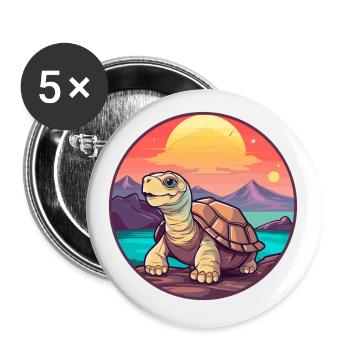 Schildkröte buntes Aquarell Cartoon Kawaii Tier - Buttons klein 25 mm (5er Pack) - Weiß - Vorne