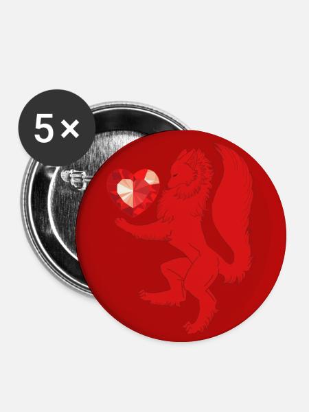 Heraldisch (Hintergrund, rot) - Buttons klein 25 mm (5er Pack) - Weiß