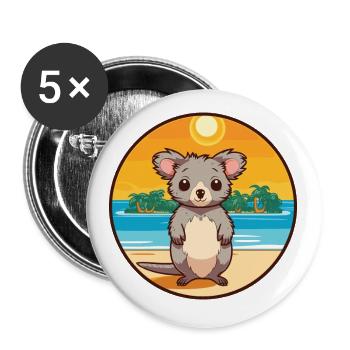 Aye Aye Watercolor Cartoon Kawaii Clipart Animal - Buttons small 1''/25 mm (5-pack) - white - Front