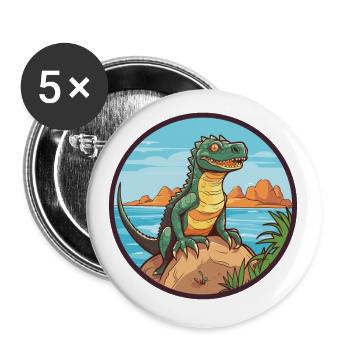 Basilisk Aquarell Cartoon Kawaii Clipart Tier - Buttons klein 25 mm (5er Pack) - Weiß - Vorne