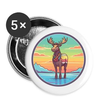 Karibu Aquarell Karikatur Kawaii Clipart Tier - Buttons klein 25 mm (5er Pack) - Weiß - Vorne