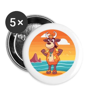 Bongo Aquarell Cartoon Kawaii Clipart Tier - Buttons klein 25 mm (5er Pack) - Weiß - Vorne