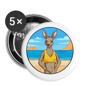 Kangourou aquarelle dessin animé Kawaii Clipart Animal - Lot de 5 petits badges (25 mm) - blanc - Devant