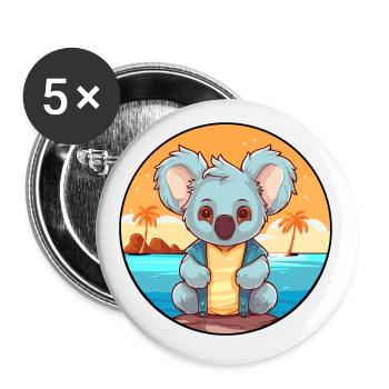 Koala Aquarell Cartoon Kawaii Clipart Tier - Buttons klein 25 mm (5er Pack) - Weiß - Vorne