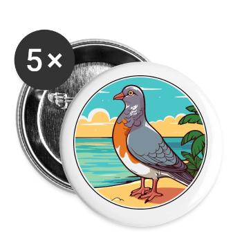 Taube Aquarell Cartoon Kawaii Clipart Tier - Buttons klein 25 mm (5er Pack) - Weiß - Vorne
