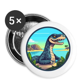 Anakonda Aquarell Cartoon Kawaii Clipart Tier - Buttons klein 25 mm (5er Pack) - Weiß - Vorne