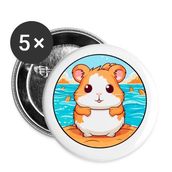 Hamster Watercolor Cartoon Kawaii Clipart Animal - Buttons small 1''/25 mm (5-pack) - white - Front