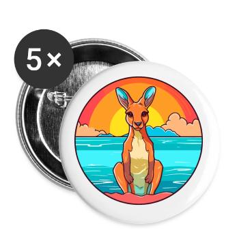 Kangourou aquarelle dessin animé Kawaii Clipart Animal - Lot de 5 petits badges (25 mm) - blanc - Devant
