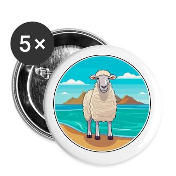 Schaf Aquarell Cartoon Kawaii Clipart Tier - Buttons klein 25 mm (5er Pack) - Weiß - Vorne