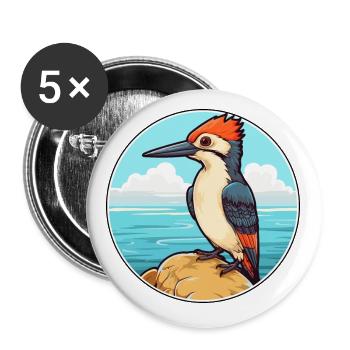 Pic aquarelle dessin animé Kawaii Clipart animal de compagnie - Lot de 5 petits badges (25 mm) - blanc - Devant
