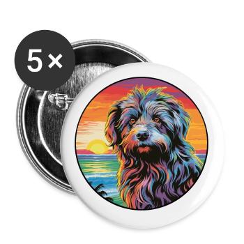 Bergamasco Schäferhund Rasse Bunte Karikatur Wat - Buttons klein 25 mm (5er Pack) - Weiß - Vorne