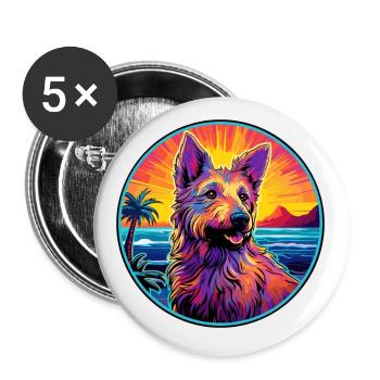 Berger Picard Hunderasse Bunte Karikatur Watercolo - Buttons klein 25 mm (5er Pack) - Weiß - Vorne