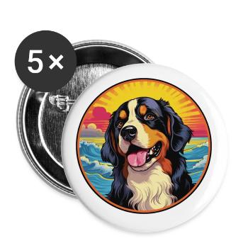 Bernese Mountain Dog Breed Colorful Cartoon Waterc - Buttons small 1''/25 mm (5-pack) - white - Front