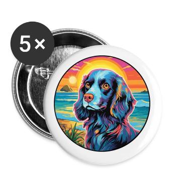 Blaue Picardie Spaniel Hunderasse Bunte Karikatur Wa - Buttons klein 25 mm (5er Pack) - Weiß - Vorne