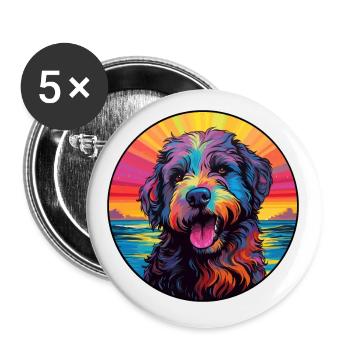 Bouvier Des Ardennes Race De Chien Coloré Cartoon Wa - Lot de 5 petits badges (25 mm) - blanc - Devant