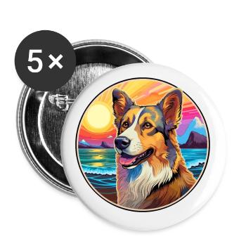 Bucovina Schäferhund Rasse Bunte Karikatur Wasser - Buttons klein 25 mm (5er Pack) - Weiß - Vorne