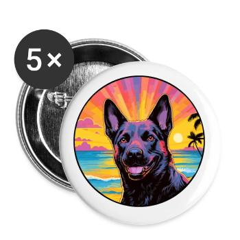 Holländischer Schäferhund Rasse Bunte Karikatur Watercol - Buttons klein 25 mm (5er Pack) - Weiß - Vorne