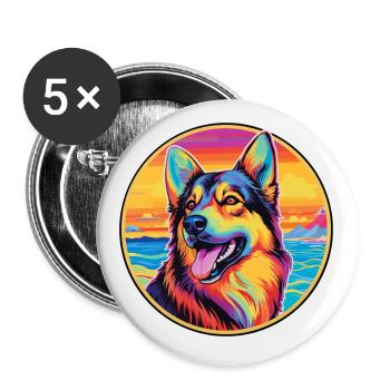 Osteuropäische Schäferhundsrasse Bunte Karikatur - Buttons klein 25 mm (5er Pack) - Weiß - Vorne