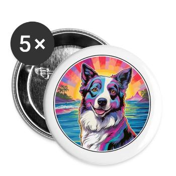 Georgischer Schäferhund Rasse Buntes Karikatur Wasser - Buttons klein 25 mm (5er Pack) - Weiß - Vorne