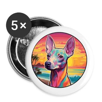 Inca Hairless Dog Breed Colorful Cartoon Watercolo - Buttons small 1''/25 mm (5-pack) - white - Front