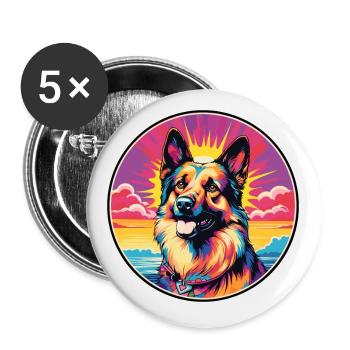 König Schäferhund Rasse Bunte Karikatur Watercolo - Buttons klein 25 mm (5er Pack) - Weiß - Vorne