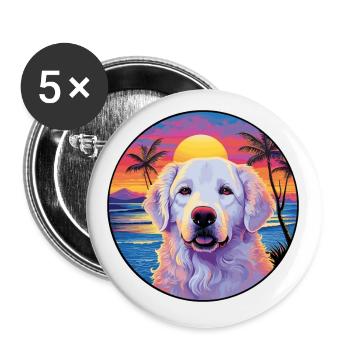 Kuvasz Ungarische Hunderasse Bunte Karikatur Waterc - Buttons klein 25 mm (5er Pack) - Weiß - Vorne