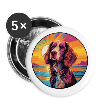 Norfolk Spaniel Dog Breed Colorful Cartoon Waterco - Buttons small 1''/25 mm (5-pack) - white - Front
