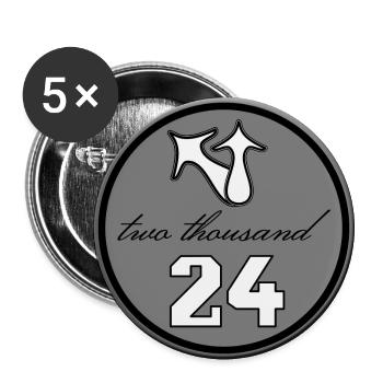 deux mille, 2024, Nouvel An, Bonheur, 11, Onzième - Lot de 5 petits badges (25 mm) - blanc - Devant