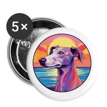 Vieux lévrier croate race de chien dessin animé coloré - Lot de 5 petits badges (25 mm) - blanc - Devant