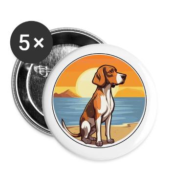 Ariege Pointer Hund Rasse Cartoon Kawaii Clipart - Buttons klein 25 mm (5er Pack) - Weiß - Vorne